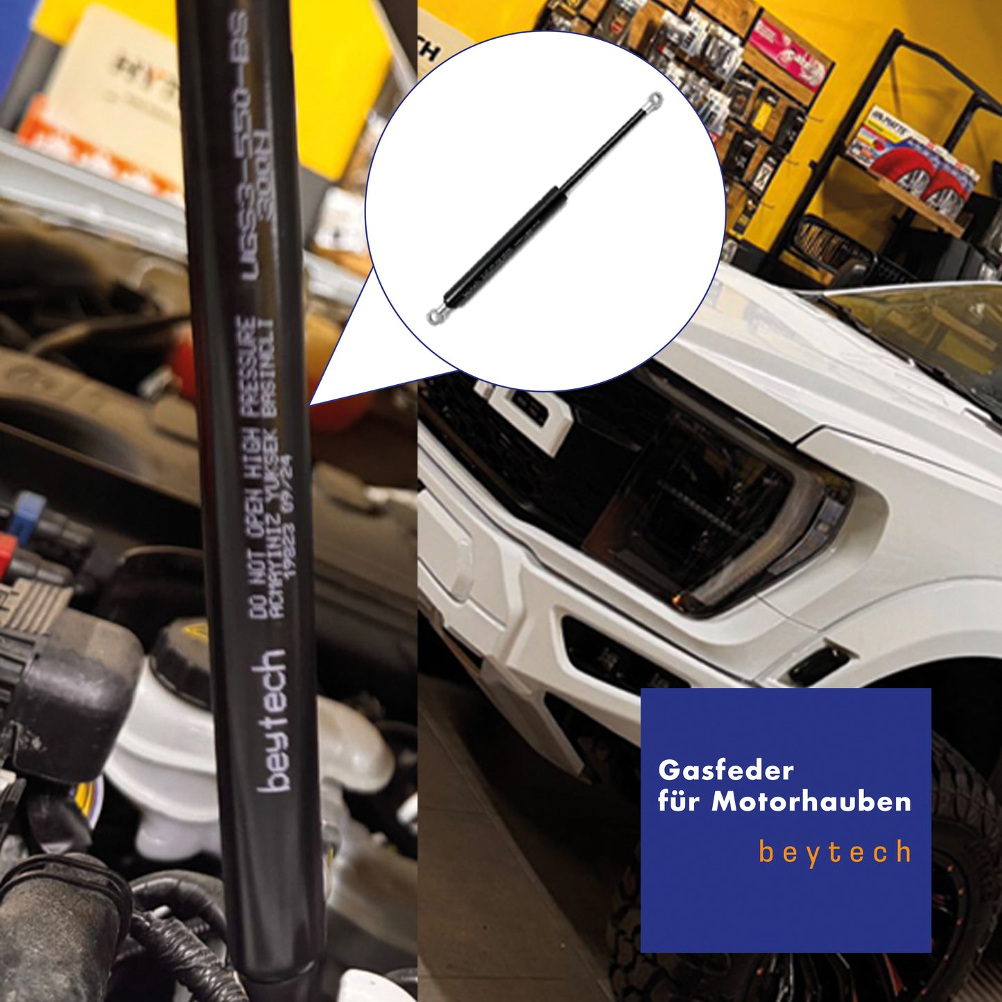 Universal Gasdruckfeder, Gasfeder 200–800 mm, 100–700N, Ösen Endstücke 8/18