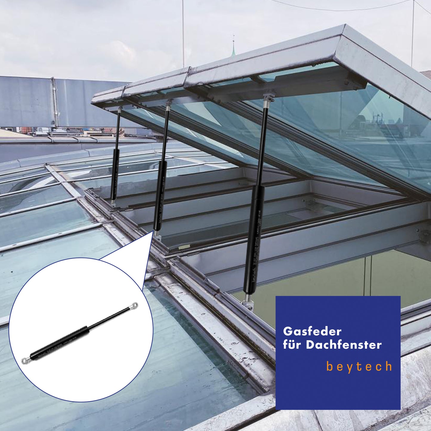 Universal Gasdruckfeder, Gasfeder 200–800 mm, 100–700N, Ösen Endstücke 8/18
